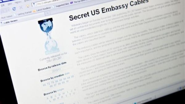 View of the WikiLeaks homepage taken in Washington on November 28, 2010. Whistleblower website WikiLeaks unleashed a flood of US cables detailing shocking diplomatic episodes, from a nuclear standoff with Pakistan to Arab leaders urging a strike on Iran. 