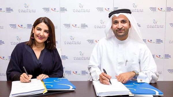 Reem Osman, CEO Saudi German Hospital, and Abdullah Al Abdooli, CEO of Al Marjan Island. Reem Osman, CEO Saudi German Hospital, and Abdullah Al Abdooli, CEO of Al Marjan Island.