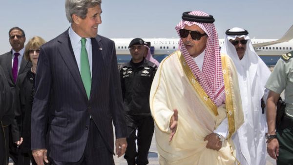 US Secretary of State John Kerry arrives in Saudi Arabia for talks on coordinating aid to opposition forces in Syria (AFP)