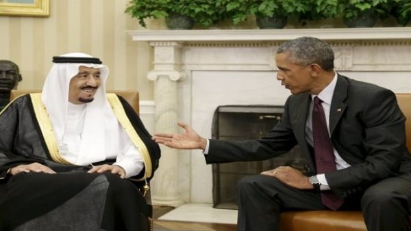 ‫الرئيس الأمريكي باراك أوباما والعاهل السعودي الملك سلمان