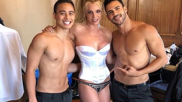 Pop star wore a satin, white corset paired with a black, studded bikini bottom (Instagram)