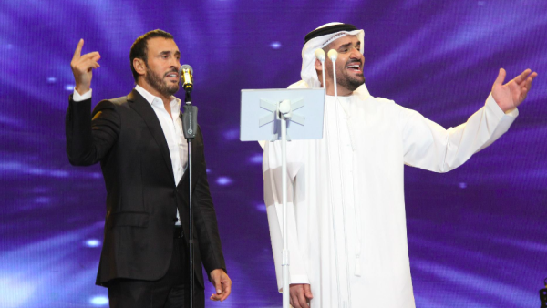 Kings of music el Saher and al Jasmi onstage at the Dubai Summer Surprises festival. (Facebook)
