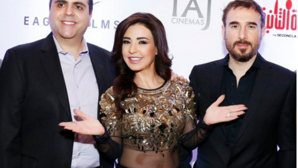 Maguy (M) and Bassem (R) at 'The Second Lady' premiere in Jordan. (Al Watan Voice)