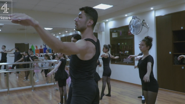 Ahmed teaches orphans ballet in Damascus. (Facebook)