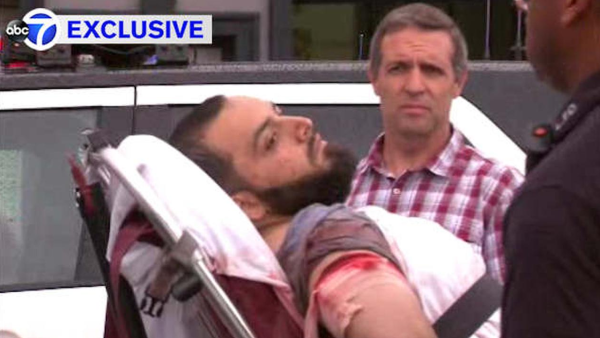 Ahmad Khan Rahami, the suspect in Saturday's Manhattan bombing, after having been arrested by police in New Jersey. (photo: ABC 7 News) 