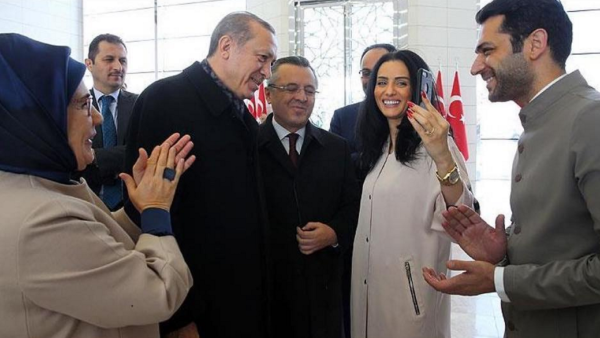 The couple celebrate their engagement with President Erdogan. (Instagram)