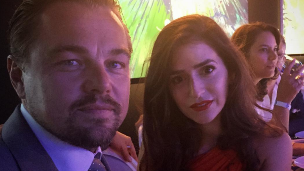Sarah with Hollywood actor Leonardo DiCaprio. (Instagram)