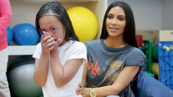 The reality TV star met physically challenged students at the centre and distributed T-shirts. (Khaleej Times)