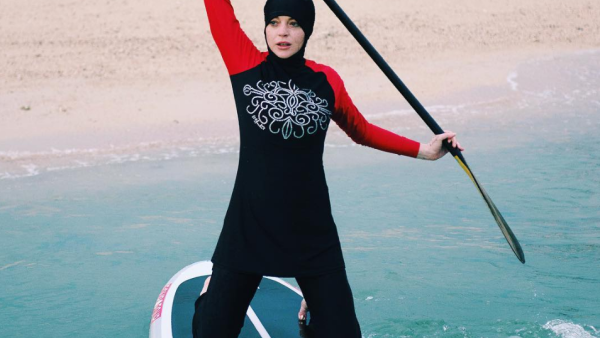 Lohan wearing a burkini in Thailand. (Instagram)