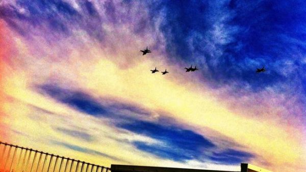 (Picture courtesy of My Shotzz): Is it a bird, is it a plane, is it an impressive Air Force parade for Jordan's Independence Day?