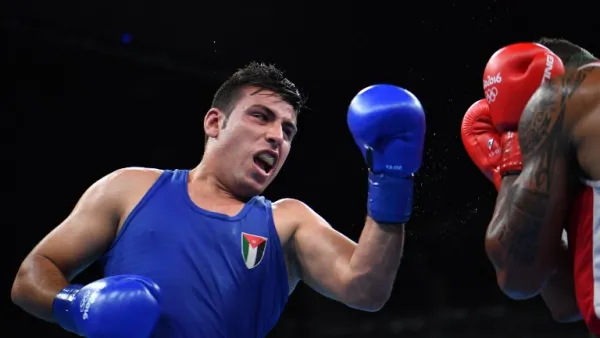 Jordan's Hussein Iashaish fights France's Tony Victor James Yoka during the Men's Super Heavy (+91kg) Quarterfinal 1 match at the Rio 2016 Olympic Games at the Riocentro - Pavilion 6 in Rio de Janeiro on August 16, 2016. Yuri CORTEZ / AFP