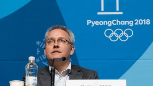 Matthieu Reeb, secretary general of the Court of Arbitration for Sport (CAS), announces the court's decision regarding dozens of Russian athletes banned for doping, in Pyeongchang on February 1, 2018. The Court of Arbitration for Sport on February 1 lifted life bans on 28 of the 43 Russians accused of doping at the 2014 Sochi Winter Olympics.
François-Xavier MARIT / AFP
