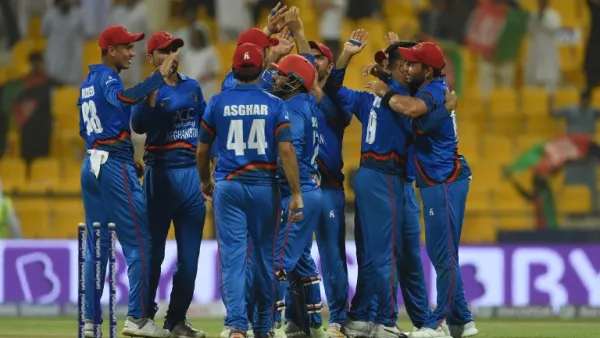 Afghan cricket team celebrates after winning during the one day international (ODI) Asia Cup cricket match between Sri Lanka and Afghanistan at the Sheikh Zayed Stadium in Abu Dhabi on September 17, 2018. Afghanistan won the match by 91 runs.
ISHARA S. KODIKARA / AFP
