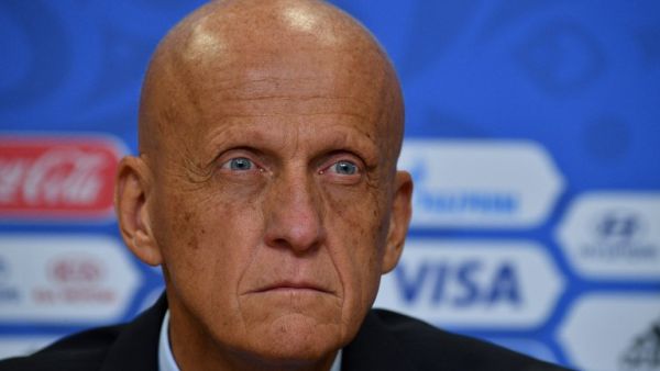 FIFA Chairman of the Referees Committee Pierluigi Collina listens during the FIFA/LOC closing press conference of the 2017 FIFA Confederations Cup at Krestovsky Stadium in Saint Petersburg on July 1, 2017.
Mladen ANTONOV / AFP