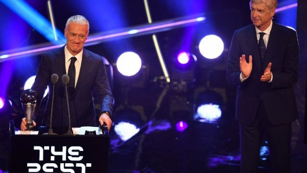 The France coach was recognized at Monday's FIFA Best Awards in London following Les Bleus' World Cup triumph