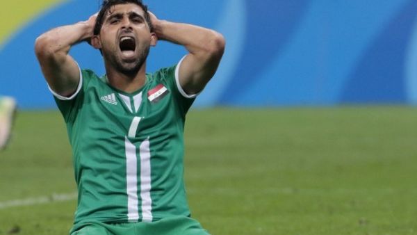 Ahmed Hammadi of Iraq, reacts during their Rio 2016 Olympic Games First Round Group A men's football match South Africa vs Iraq at the Corinthians Arena, in Sao Paulo, Brazil, on August 10, 2016.
Miguel SCHINCARIOL / AFP Ahmed Hammadi of Iraq, reacts during their Rio 2016 Olympic Games First Round Group A men's football match South Africa vs Iraq at the Corinthians Arena, in Sao Paulo, Brazil, on August 10, 2016.
Miguel SCHINCARIOL / AFP
