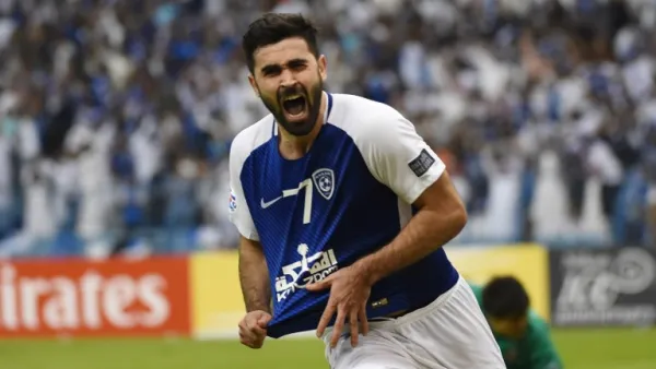 Al-Hilal's Omar Khrbin celebrates after scoring a goal during the Asian Champions League final football match between Saudi Arabia's Al-Hilal and Japan's Urawa Reds on November 18, 2017, at King Fahd Stadium in the capital Riyadh.
Fayez Nureldine / AFP