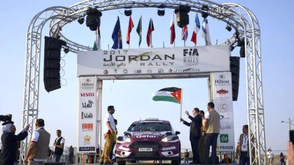 HRH Prince Feisal, Jordan Motor Sport chairman, at the ceremonial start of the 2017 Jordan Rally at the Dead Sea on Thursday. (Photo: Amjad Ghsoun - Jordan Times)