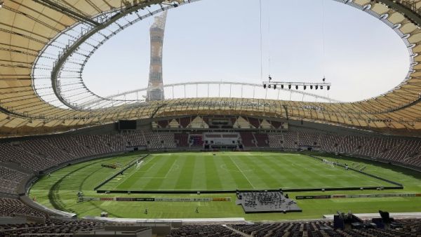 A picture taken on May 18, 2017, shows a general view of the Khalifa International Stadium in Doha after it was refurbished ahead of the Qatar 2022 FIFA World Cup. KARIM JAAFAR/AFP