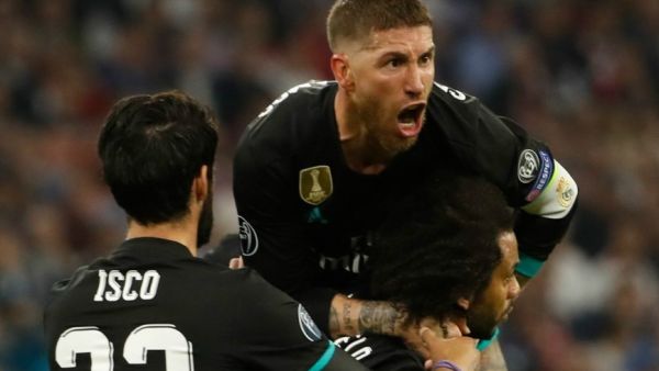 لاعبو ريال مدريد يحتفلون بهدف مارسيلو