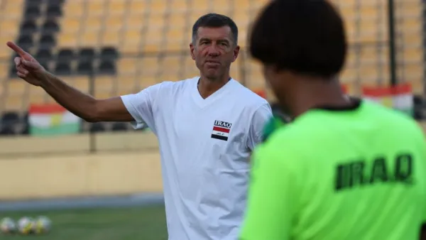 Slovenian coach Srecko Katanec trains the Iraqi football team at the Franco Hariri Stadium, the capital of the northern Iraqi Kurdish autonomous regionin Arbil, on September 5, 2018. the new national coach for the Iraqi football team,
SAFIN HAMED / AFP