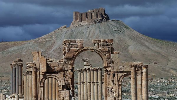 According to Britian-based Syrian Observatory for Human Rights, the Syrian air force on Monday conducted airstrikes against a number of targets in Daesh-held UNESCO World Heritage site Palmyra.  (AFP/Joseph Eid)