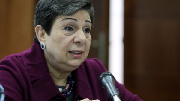 Palestine Liberation Organisation (PLO) executive committee member Hanan Ashrawi speaks during a press conference in the West Bank city of Ramallah. [Getty Images]