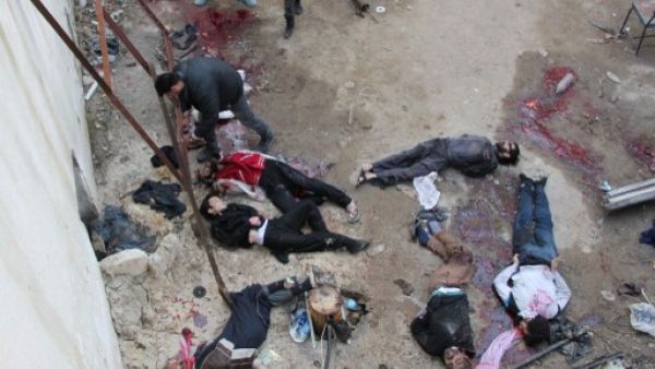 جثث رجال مقيدين ومعصوبين وجدت في مقر "داعش" في حلب/أ.فزب