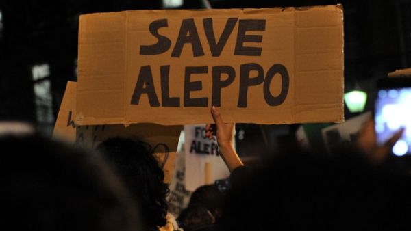 Protests in London over Syria yesterday (Daniel Soraji/AFP)