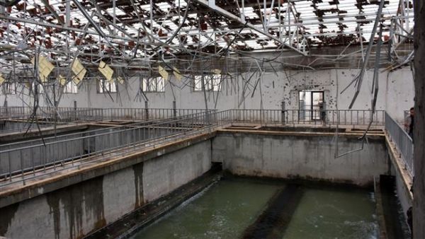A reservoir at the water station in Aleppo’s Suleiman al-Halabi neighborhood on December 27, 2016. (AFP/File) 