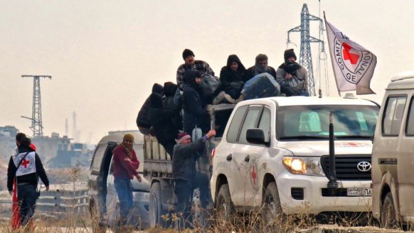 Syrians are evacuated from a rebel-held area of Aleppo towards rebel-held territory in the west of Aleppo's province on December 16, 2016. (AFP/Stringer)