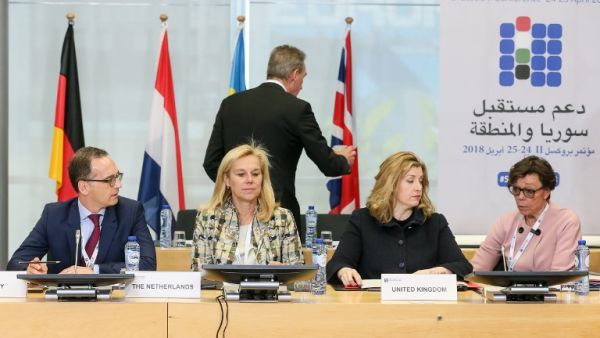 (From left) German Foreign Minister Heiko Mass, Dutch Minister of Foreign Trade and Development Cooperation Sigrid Kaag, British Secretary of State for International Development  Penny Mordaunt and Swedish State Secretary to Minister for Foreign Affairs Annika Soeder. (AFP/ File Photo)

 


