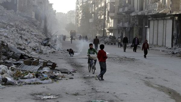 A picture taken on March 9, 2017 in the northern Syrian city of Aleppo, which was recaptured by government forces in December 2016. (AFP/Joseph Eid)