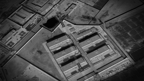 The site of a secret internment camp in Xinjiang provine, China (Rami Khoury/Al Bawaba/Google Earth)