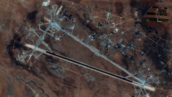 Image released by the US Department of Defense shows the Shayrat airfield in Syria, hit by 59 US Tomahawk cruise missiles on the orders of President Donald Trump ( AFP/US Department of Defense)
