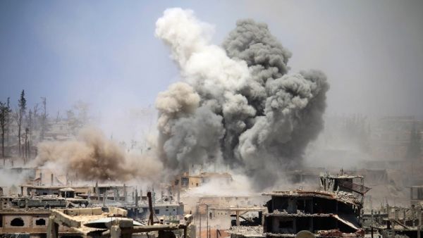 An airstrike hits Deraa in May 2017. (AFP)
