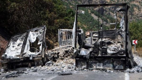 A file photo of bombed vehicles in Tunceli, Turkey. (AFP/File)
