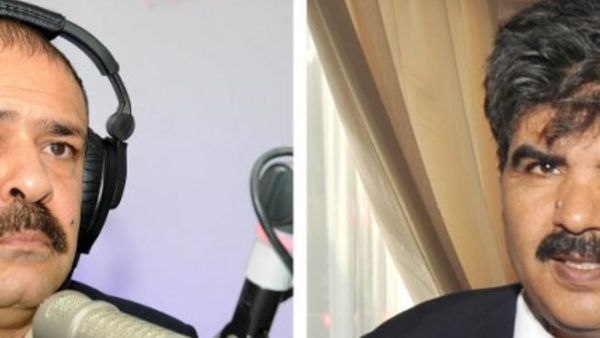 TUNISIA, Tunis : A combination of pictures made on July 26, 2013 shows a portrait of late Tunisian lawyer Chokri Belaid on November 20, 2012 (L) and a portrait of late Tunisian opposition figure Mohamed Brahmi on October 23, 2012.  AFP PHOTO / KHALIL / FETHI BELAID