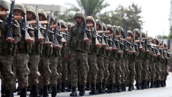 A group of Turkish soldiers in formation (AFP/File)