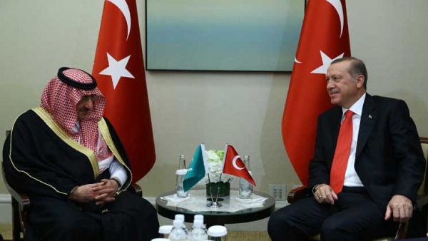 الرئيس التركي رجب طيب أردوغان، وولي العهد السعودي الأمير نايف بن عبد العزيز آل سعود