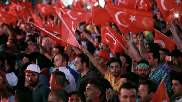 Thousands of Turkish citizens took to the streets to demonstrate against an attempt by the military to overthrow the government. (File/AFP)
