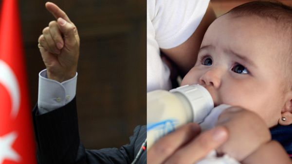 Left: President Recep Tayyip Erdogan's hand. (AFP); Right: Baby (AFP/LEO RAMIREZ)
