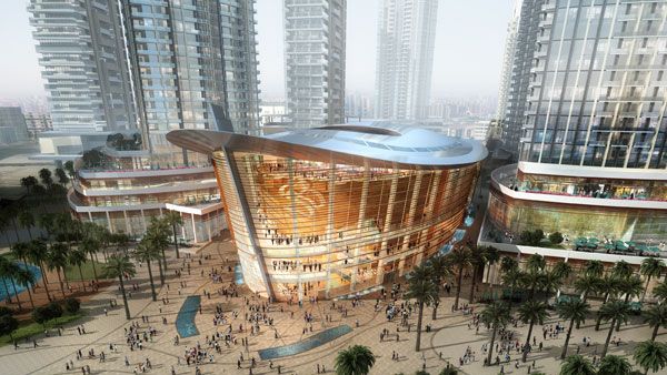 The Dubai Opera House draws architectural inspiration from vintage dhows. (Emaar) 
