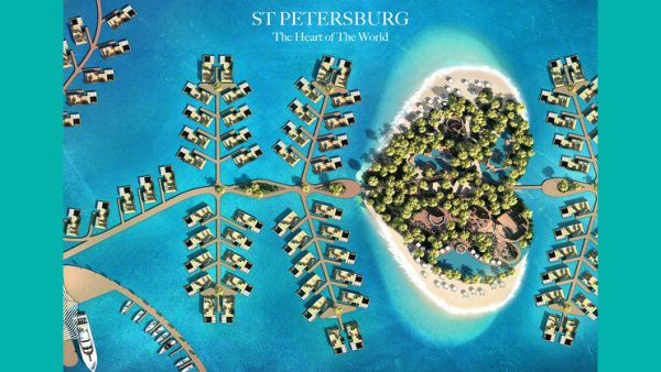 St Petersburg Island will be surrounded by 90 floating seahorse villas, each connected to the island via floating jetties. (THOE)