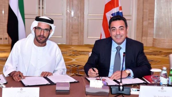 Nasser A. Alsowaidi and Samir Brikho at a meeting of The UAE-UK Business Council in Abu Dhabi last December.  (File photo)