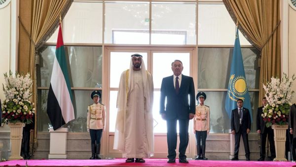 Sheikh Mohammed bin Zayed, Crown Prince of Abu Dhabi (L) and Nursultan Nazarbayev, President of Kazakhstan (R) in Astana during an official state visit in July 2018 /AFP