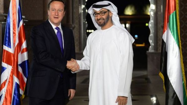 Prime Minister David Cameron in 2013 with the Crown Prince of Abu Dhabi Sheikh Mohamed bin Zayed Al Nahyan. (Stefan Rousseau)