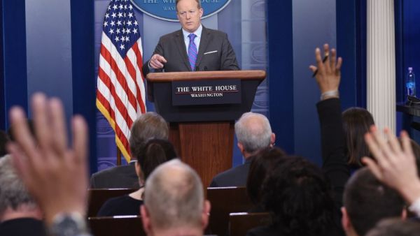 White House press secretary Sean Spicer takes questions on Monday (Mandel Ngan/AFP)