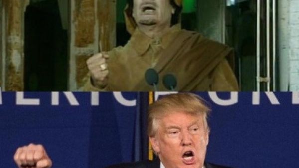 Separated at birth? American President Trump and former Libyan dictator Gaddafi (Facebook)