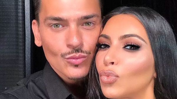 Kim Kardashian posed with her favorite makeup artist Mario Dedivanovic on Friday as more details emerged of her family severing ties with longtime makeup artist Joyce Bonelli. (Instagram/@makeupbymario)